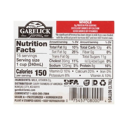 Garelick Farms Vitamin D Whole Milk - 1gal