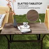 Outdoor Coffee Table with Slatted Tabletop, All-Weather Rectangle Metal Patio Coffee Table for Garden - 4 of 4