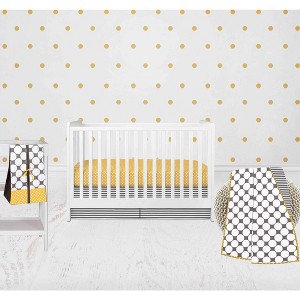 Bacati - Dots Stripes Gray Yellow 4 pc Crib Bedding Set with Diaper Caddy - 1 of 4