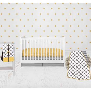 Bacati - Dots Stripes Gray Yellow 4 pc Crib Bedding Set with Diaper Caddy