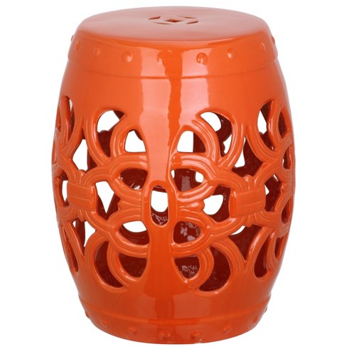 Red ceramic garden deals stool