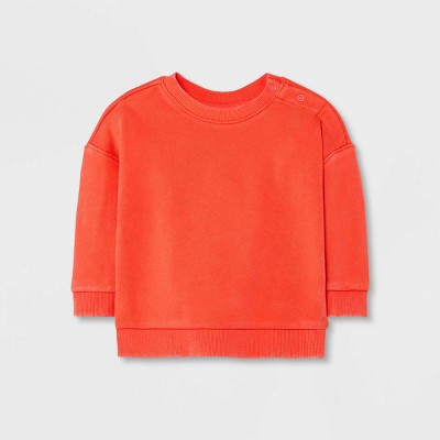 Image of Baby Drop Shoulder Crewneck Sweatshirt - Cat & Jack™ Coral Red 3-6M
