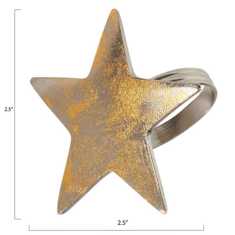 Saro Lifestyle Gold Texture Star Napkin Ring, Gold (Set of 4), 3 of 6