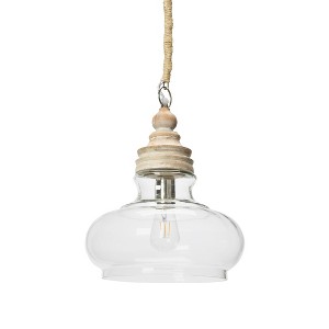 Storied Home Distressed Mango Wood Ceiling Light, Cream and Natural - 1 of 4