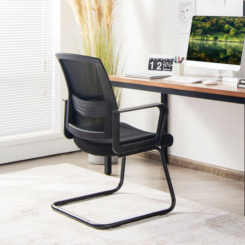 Tangkula Set of 8 Conference Chairs Mesh Reception Office Guest Chairs w/ Lumbar Support, 3 of 11