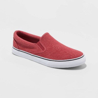 red slip on sneakers