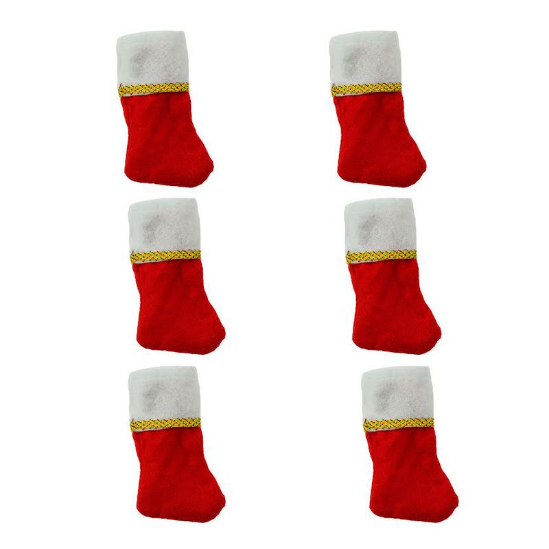 Northlight Pack of 6 Traditional Mini Christmas Stockings with Gold Glitter Pen, 1 of 4