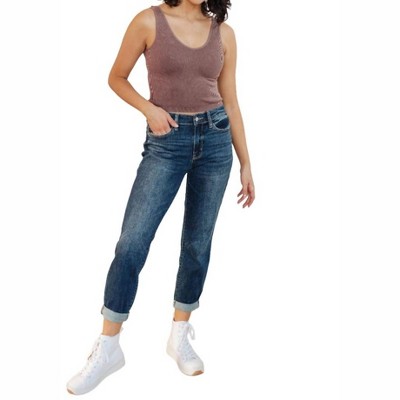 Women's Midrise Cuffed friend Jeans - Judy Blue