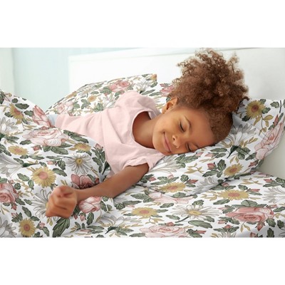 Pink Floral Microfiber Queen Sheet Set for Kids