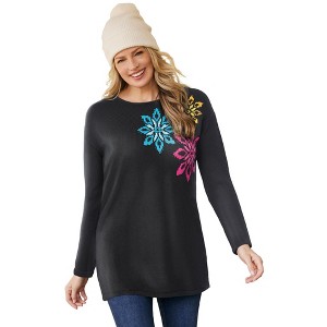 Woman Within Plus Size Motif Sweater - 1 of 4