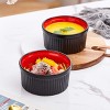 Bruntmor 8 Oz Black & Red Ceramic Ramekin Baking Set Of 6 Christmas Serving Dishes, Black And Red - 4 of 4