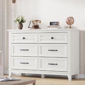 6 Dresser for Bedroom, 47" Wide Drawer Dresser with Storage Freestanding, Wooden Closet Storage Chest - 1 of 4
