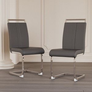 Modern High-Back Dining Chairs with C-Shaped Metal Legs, 2-Pack - 1 of 4