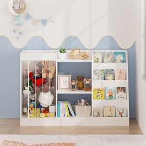LOVSON Children's Bookshelf and Toy Storage Rack with Toy Compartments Montessori Bookshelf for Toddlers Ideal for Nurseries, Playrooms,White - 1 of 4