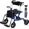 Walker Wheelchair Combo, Foldable Aluminum Rollator with Footrests, Transport Wheelchair and Rollator Walker Combo Lightweight - 4 of 4