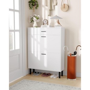 Shoe Storage Cabinet with Dual Flip Drawers, Space-Saving Shoe Organizer for Entryway, Hallway, or Mudroom, Hidden Shoe Rack Cupboard - 1 of 4