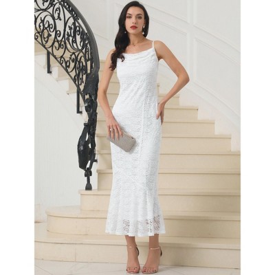 Женские платья INSPIRE CHIC Women's Lace Spaghetti Strap Bodycon Dresses Small White — фото 3