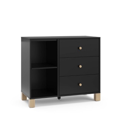 Storkcraft California 3 Drawer Combo Dresser - Black/Driftwood