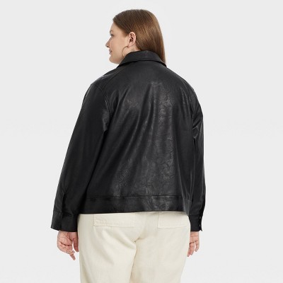 black faux leather jacket target