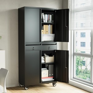 72" Metal Storage Cabinet with Wheels, Locking Doors &2 Drawers,Heavy Duty Rolling Garage Organizer for Home/Office/Workshop - 1 of 4