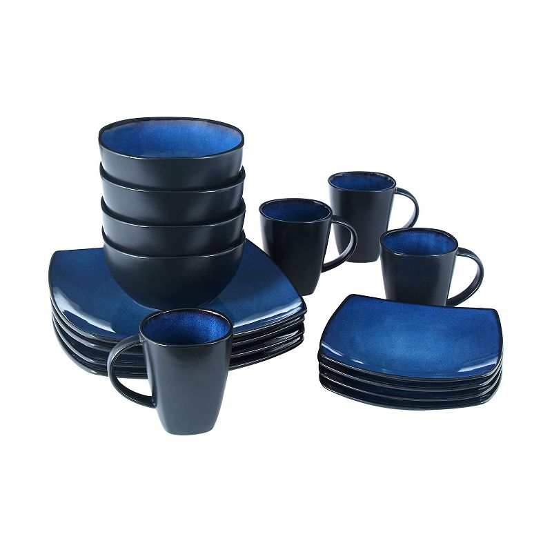 Gibson Elite Soho Lounge 16 Piece Reactive Glaze Durable Microwave and Dishwasher Safe Plates, Bowls, and Mugs Dinnerware Set, Blue, 3 of 7