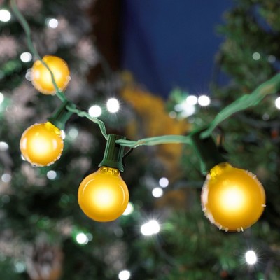 100-Foot Yellow Globe Outdoor String Lights with Green Wire