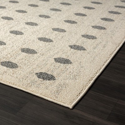 Cream Geometric Dots 5' x 7' Synthetic Area Rug