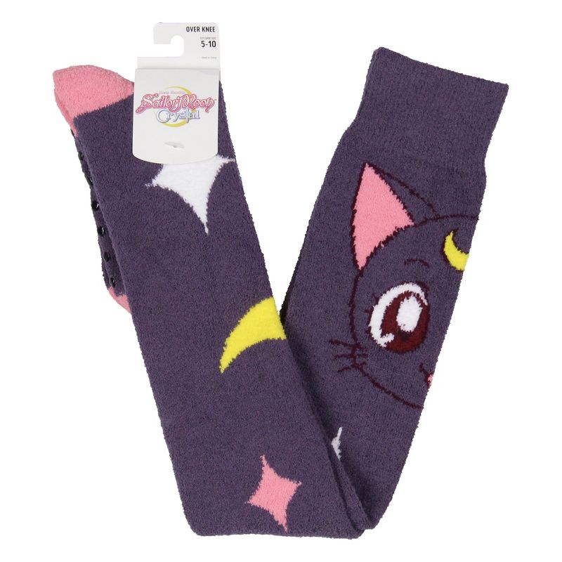 Sailor Moon Crystal Women's Luna Character Design Over Knee High Socks Purple, 5 of 6