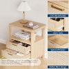 Nightstands Set of 2, 20 Inch Light Oak Bedside Tables with Rounded Corners, 2-Tier Storage with Drawer and Open Shelf for Bedroom - 3 of 4