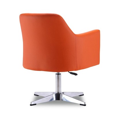 White Faux Leather Swivel Accent Chair with Metal Base