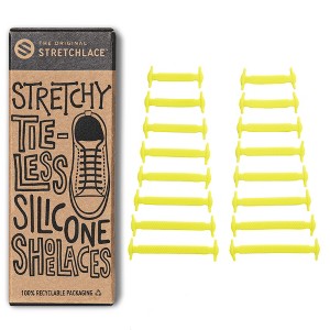 The Original Stretchlace No-Tie Silicone Elastic Shoelaces – Yellow Tieless Shoe Laces (1 Set) - 1 of 4