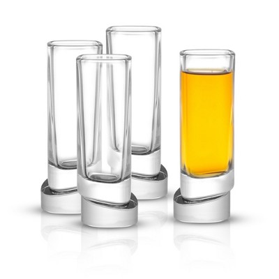 JoyJolt Aqua Vitae Square Shot Glass - Set of 4 Crystal Shot Glasses Set with Off Set Base - 1.5 oz