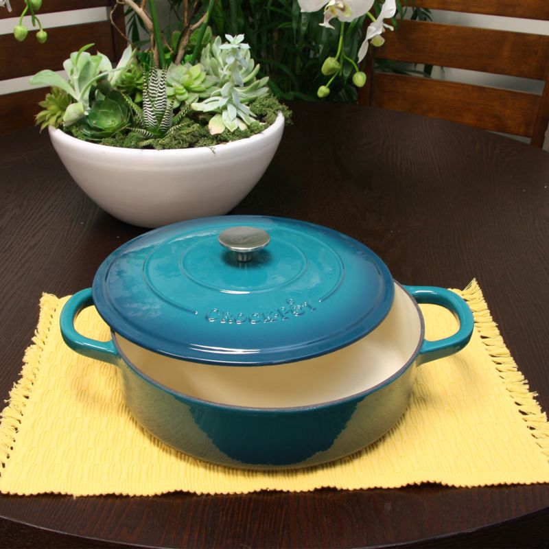 Artisan 5 Qt Braiser Pan with Lid in Teal Ombre, 3 of 10