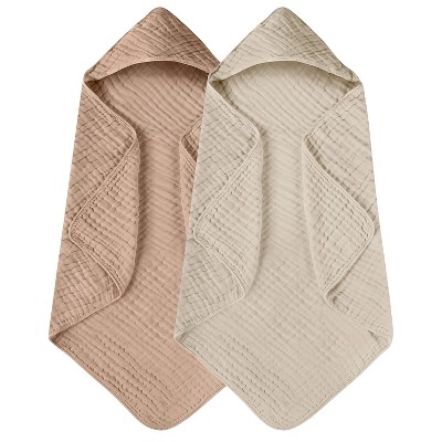 Hooded Baby Towels for Newborn 2 Pack 100% Organic Cotton Baby Bath Towel