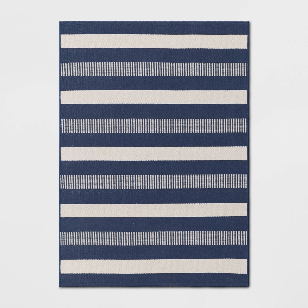 Photos - Area Rug 4'x5'6" Striped  Blue - Room Essentials™