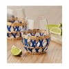 TAG 16 oz.Island Clear Glass with Blue Straw Sleeve Dishwasher Safe Beverage Glassware  Dinner Party Wedding Resturant Set 4 - 2 of 3