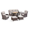 Gymojoy 6 Pieces/7 Pieces Outdoor Fire Pit Table w/ Patio 6in Sofa Swivel Chairs Table Ottoman Set - 3 of 4