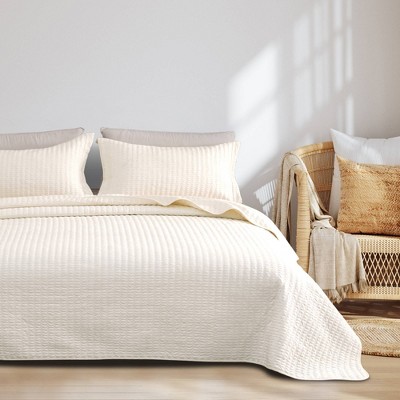 Solid Basketweave Quilt Bedding Set - Isla Jade
