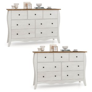 Costway 1/2 PCS 47" Farmhouse Chest of Drawers with 7 Folding Fabric Drawers Anti-tipping Kit Gray - 1 of 4