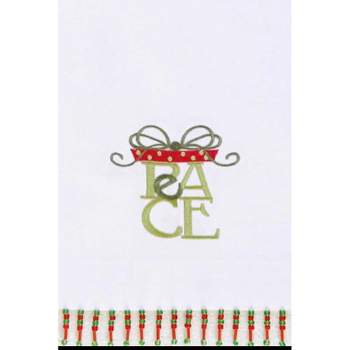 C&F Home Peace Christmas Embroidered Cotton Beaded Guest Towel