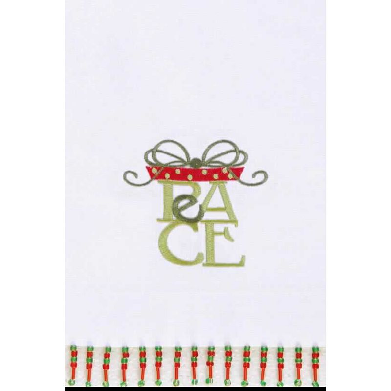 C&F Home Peace Christmas Embroidered Cotton Beaded Guest Towel, 1 of 3