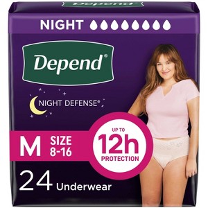 Depend Night Defense Adult Incontinence Underwear for Women - Overnight Absorbency - Blush - 1 of 4