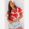 Amaryllis Women’s Flutter Sleeve Ruffle Neck Floral Print Blouse Lightweight Relaxed Fit Statement Top Elegant - 3 of 4