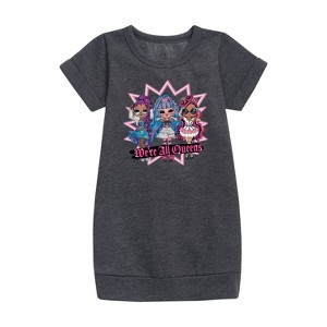 - LOL Surprise! - We're All Queens Graphic Short Sleeve Fleece Dress - 1 of 3
