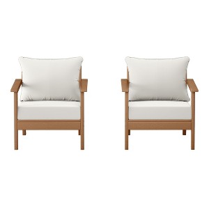 WestinTrends Avalon Outdoor Modern HDPE Patio Club Chairs with Deep Seat Cushions (Set of 2) - 1 of 4