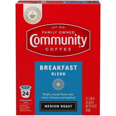 Community Coffee Breakfast Blend Medium Roast Coffee - Single Serve Pods - 24ct