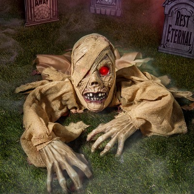 Joyfy Zombie Groundbreaker with Light-up Eyes Decoration, Halloween Outdoor Decoration for Outside, Lawn, Graveyard Decor
