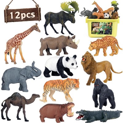 TEMI 12-Piece Jumbo Safari Animal Toys, Large Realistic Wild Figurines with Lion, Elephant and Giraffe for Kids and Toddlers