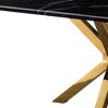 HomeRoots 63" Black and Gold Marble and Metal Cross Leg Base Dining Table - 4 of 4