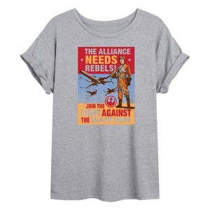 Women's - Star Wars - Luke Propoganda Poster Oversized Graphic T-Shirt - 1 of 4